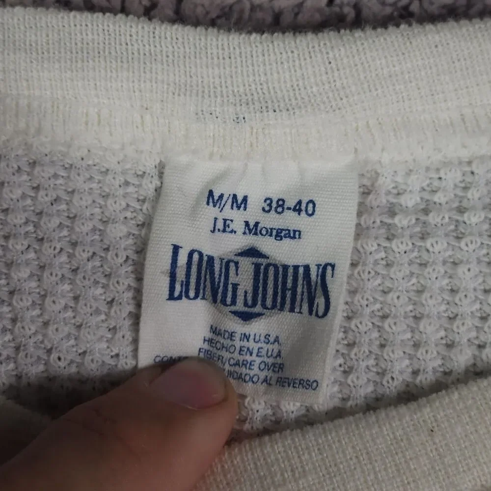 VTG NOS 80s JE Morgan Thermal Shirt Long Johns Men M White Waffle Knit USA Made